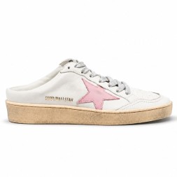 Golden Goose Ball Star Sabot in White Nappa with Old Rose Leather Star