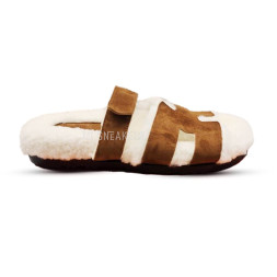 Hermes Flip-flops Wool/Suede Brown