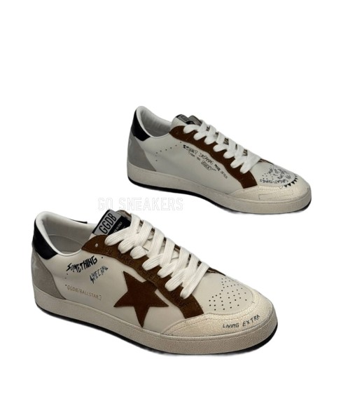 Мужские кеды Golden Goose Ballstar White/Brown Glitter
