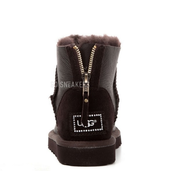 Женские мини угги на молнии Mini Zip Metallic Chocolate