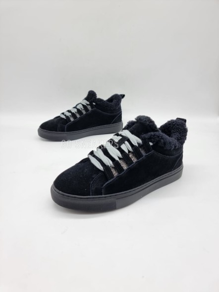 Женские зимние кроссовки Brunello Cucinelli Open Walk Winter Suede Fur Black