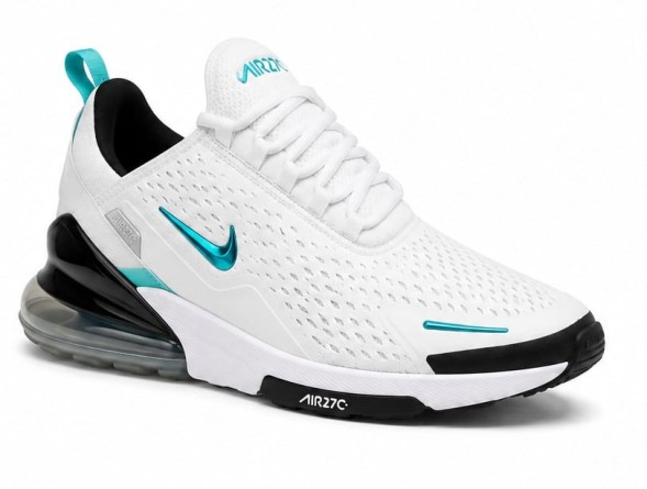 Унисекс кроссовки Nike Air Max 270 White/Black Turquoise Swoosh